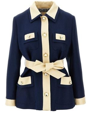 Valentino Canvas Jacket With Belt - Blue