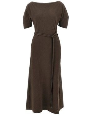 Lemaire Off-The-Shoulder Jersey Midi Dress - Brown