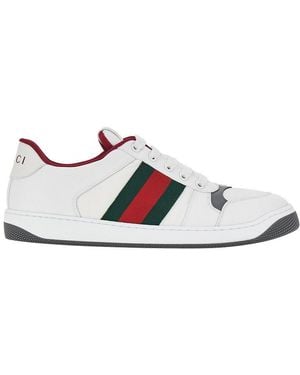 Gucci 'Screener' Trainers With Web Ribbon Detail - White
