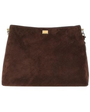 Dolce & Gabbana 'Vittoria' Suede Leather Big Bag - Brown