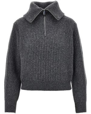 Weekend by Maxmara Half-Zip Wool Jumper - Grey