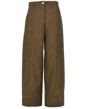 Pinko Nubuck-Effect Fabric Pants - Green