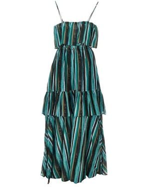 Pinko Striped Print Muslin Maxi Dress - Green