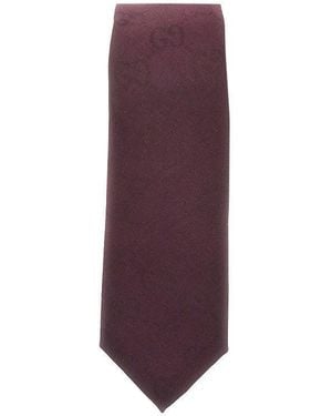 Gucci Gg Cotton And Silk Necktie - Purple
