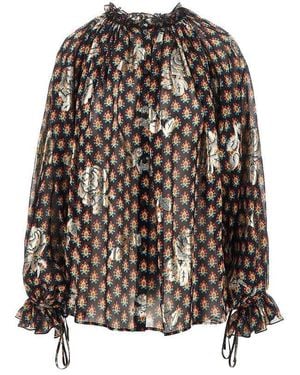 Etro Fil Coupé Roses Silk Blouse - Brown