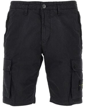 Stone Island Stretch Twill Cargo Shorts - Black