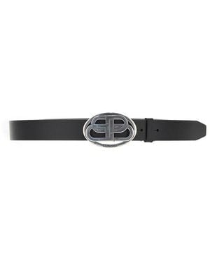 Balenciaga 'Oval Bb' Leather Belt - Black