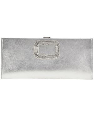 Roger Vivier Leather Pouch With 'Pilgrim' Buckle - Gray