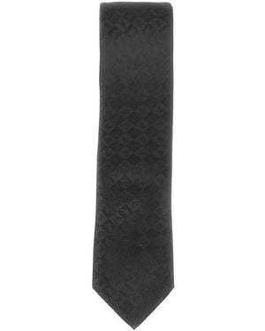 Emporio Armani Monogram Jacquard Silk Tie - Black
