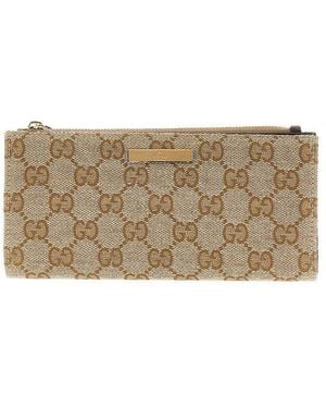 Gucci Original Gg Wallet With Logo Plate - Natural