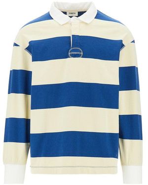 Pompeii3 Striped Jersey Polo Shirt - Blue