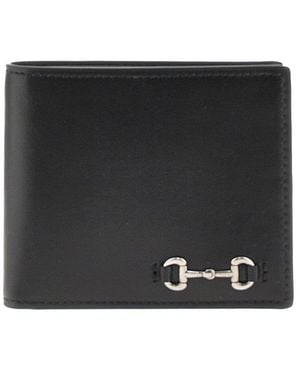 Gucci Leather Wallet With Horsebit Detail - Black