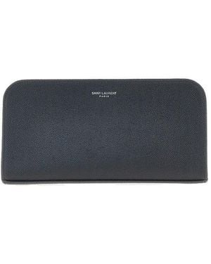 Saint Laurent Grain De Poudre Leather Wallet - Blue