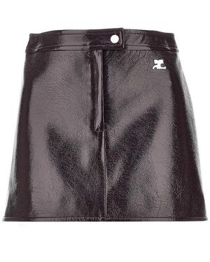Courreges Vinyl Effect Coated Mini Skirt - Grey