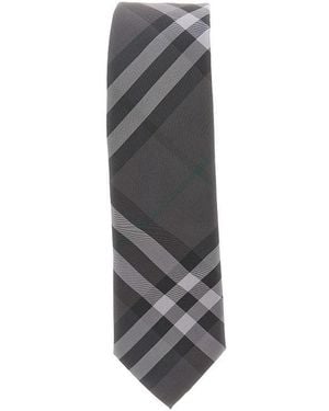Burberry Check Silk Necktie - Grey