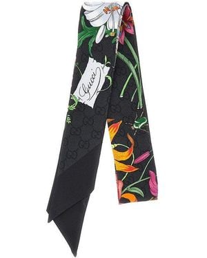 Gucci Silk Scarf With Flora Motif - Green