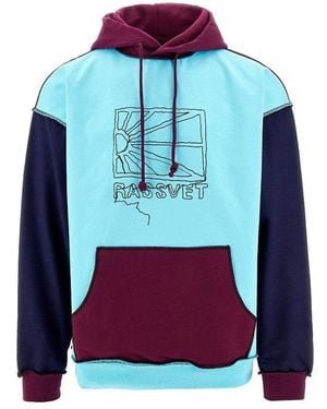 Rassvet (PACCBET) Logo Embroidery Patchwork Hoodie - Blue