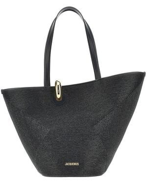 Jacquemus 'Bambola' Asymmetrical Maxi Basket Bag - Black