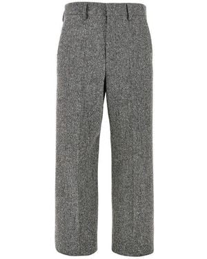 Valentino Natté Buttoned Wool Trousers - Grey