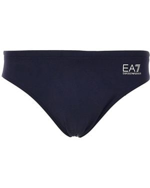 EA7 Logo Print Swim Brief - Blue