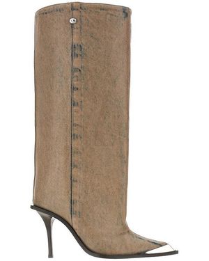 DIESEL Denim Coated Stiletto Ankle Boots in Natural Lyst UK