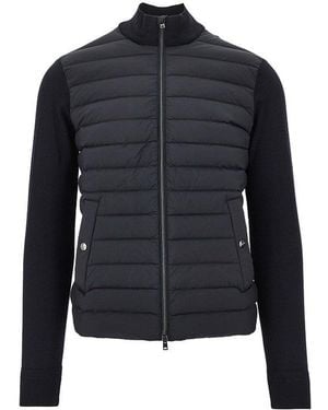 Herno Knit And Padded Nylon Cardigan - Blue