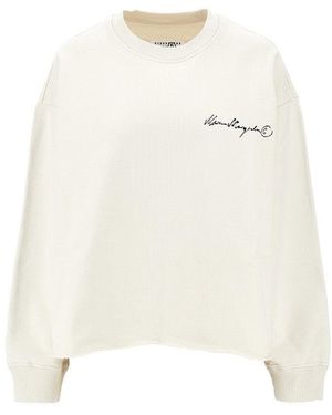 MM6 by Maison Margiela Calligraphic Logo Print Sweatshirt - White
