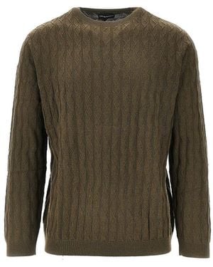 Emporio Armani Embossed Knit Crewneck Sweater - Green