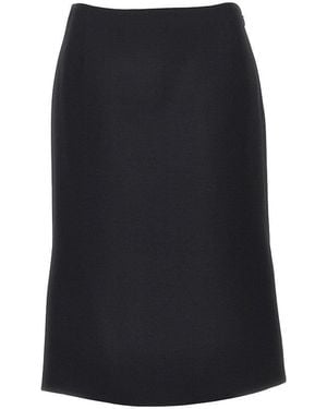 Fendi Grain De Poudre Wool And Silk Midi Skirt - Black