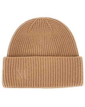 Max Mara Beanie Hat With Embroidery - Natural