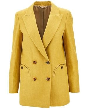 BLAZE 'Everyday' Linen Double-Breasted Jacket - Yellow