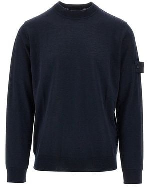 Stone Island Ghost Virgin Wool Crewneck Jumper - Blue