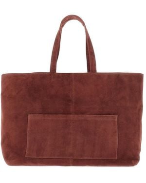 AUTENTICA 504 Suede Leather Shopping Bag - Red
