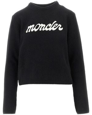 Moncler Wool And Cashmere Jumper With Logo - Black