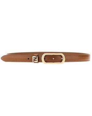 Fendi 'Ff' Leather Belt - Brown