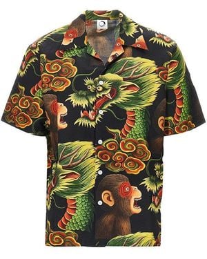 Endless Joy 'Monkey Dragon' Silk Shirt - Green