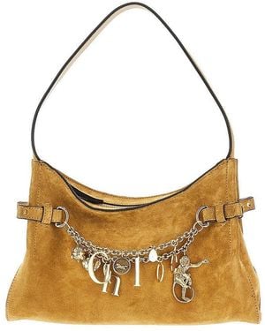 Chloé 'Chloé Charms' Suede Leather Shoulder Bag - Brown