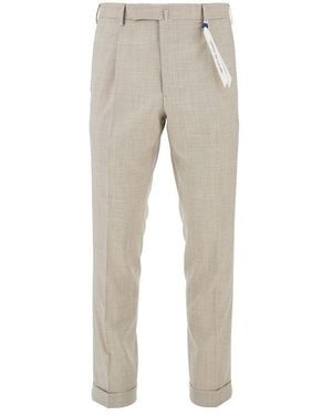Santaniello 'Corice Rima' Wool Trousers - Natural