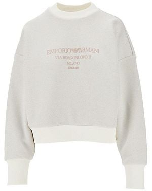 Emporio Armani Lurex Jersey Sweatshirt With Logo - White