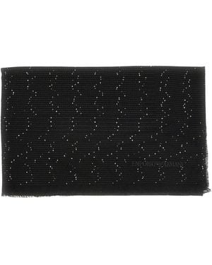 Emporio Armani Wool-Blend Scarf With Micro Sequins - Black