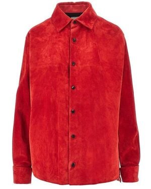 Bottega Veneta Suede Leather Shirt - Red