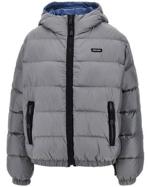Miu Miu Light Pongé Down Jacket - Gray