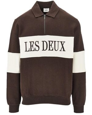 Les Deux Zipper Rugby Sweatshirt - Brown