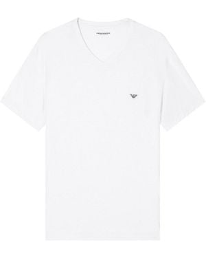 EA BODYWEAR Stretch Modal T-Shirt With Logo Embroidery - White