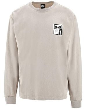 Obey Eyes Icon Long-Sleeved T-Shirt - Grey