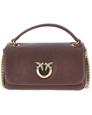 Pinko Leather Large Click Soft Horizontal Bag - Brown