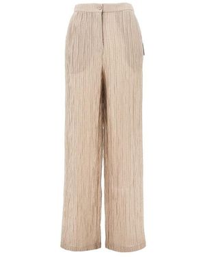 Emporio Armani Textured Lurex Taffetà Trousers - Natural