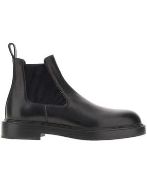 Emporio Armani Leather Beatles Ankle Boots - Black
