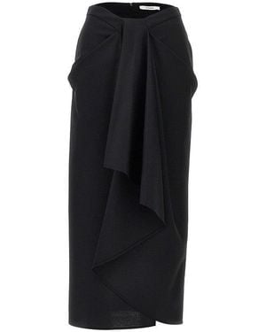Givenchy Wool And Mohair Draped Long Skirt - Black