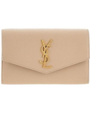Saint Laurent 'Uptown' Wallet On Chain - Natural
